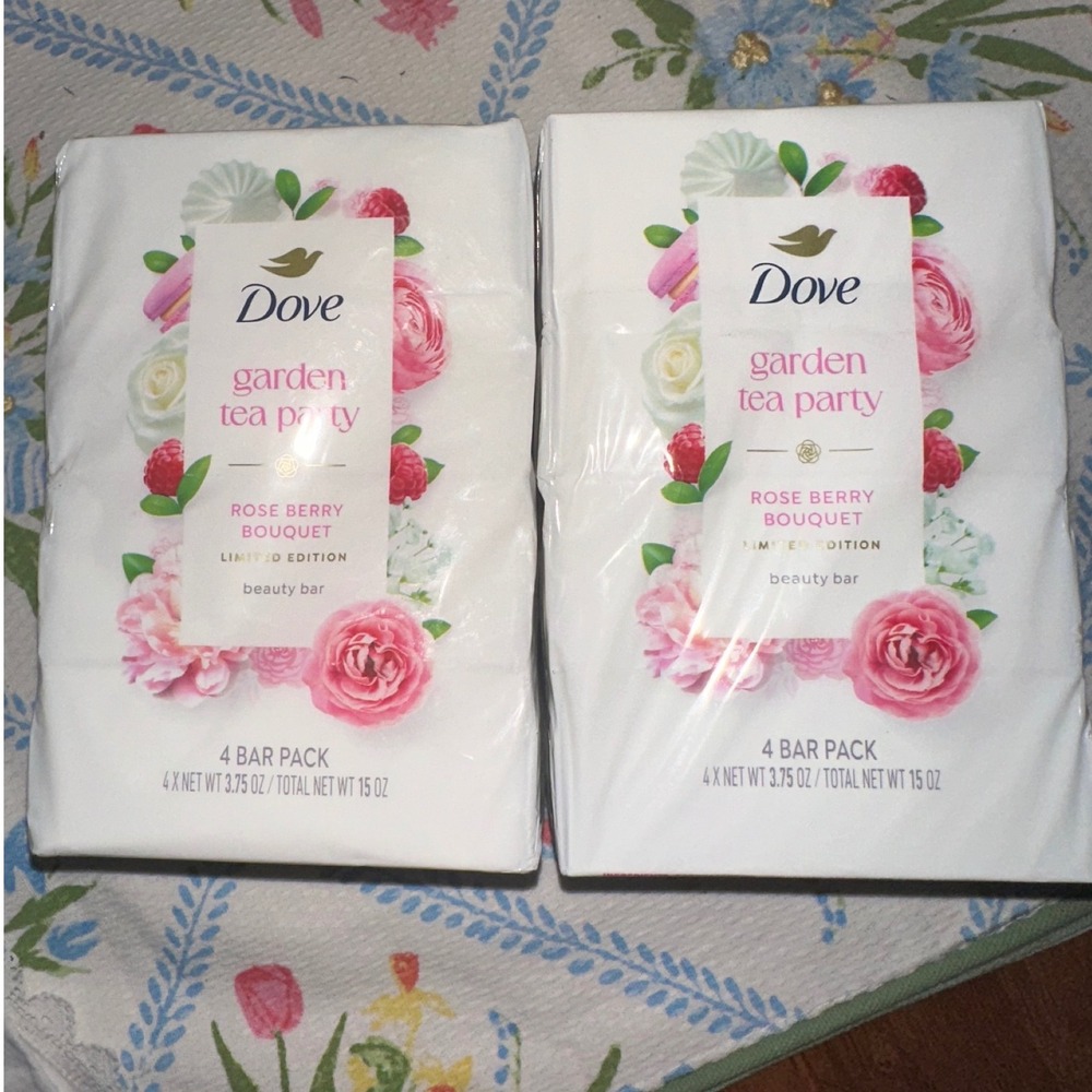 Dove Garden Tea Party Rose Berry Bouquet Beauty Bar 4 Pack Limited Edition 2ct
